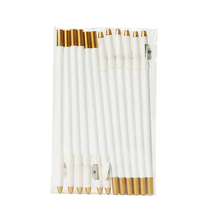 12pcs Wooden Eyebrow Pencil with Sharpener